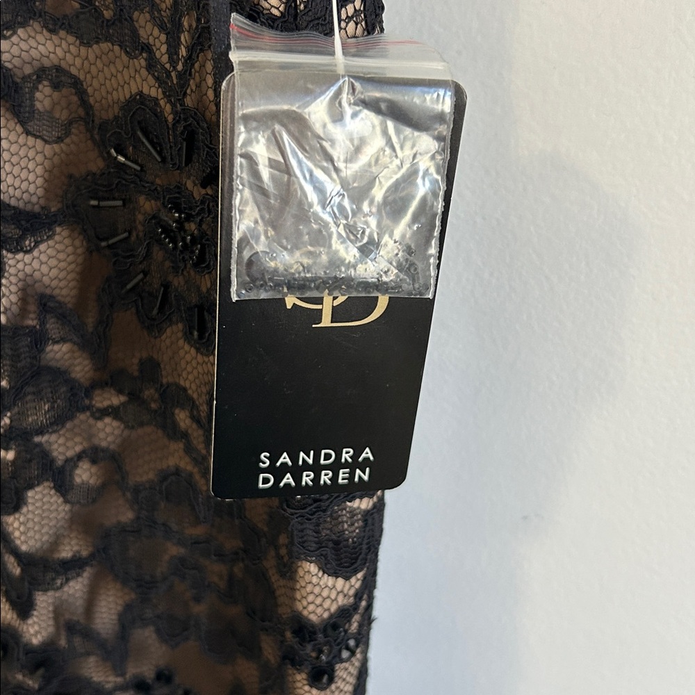 Sandra Darren Black Lace Beaded Long Pencil Skirt - Picture 7 of 11